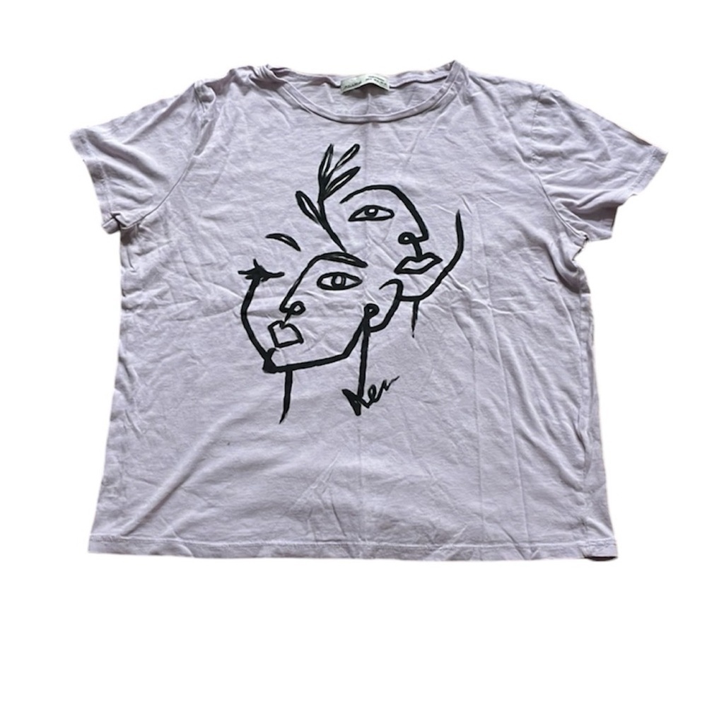 Vintage Pull&Bear Abstract Face Tshirt made in Morocco Medium